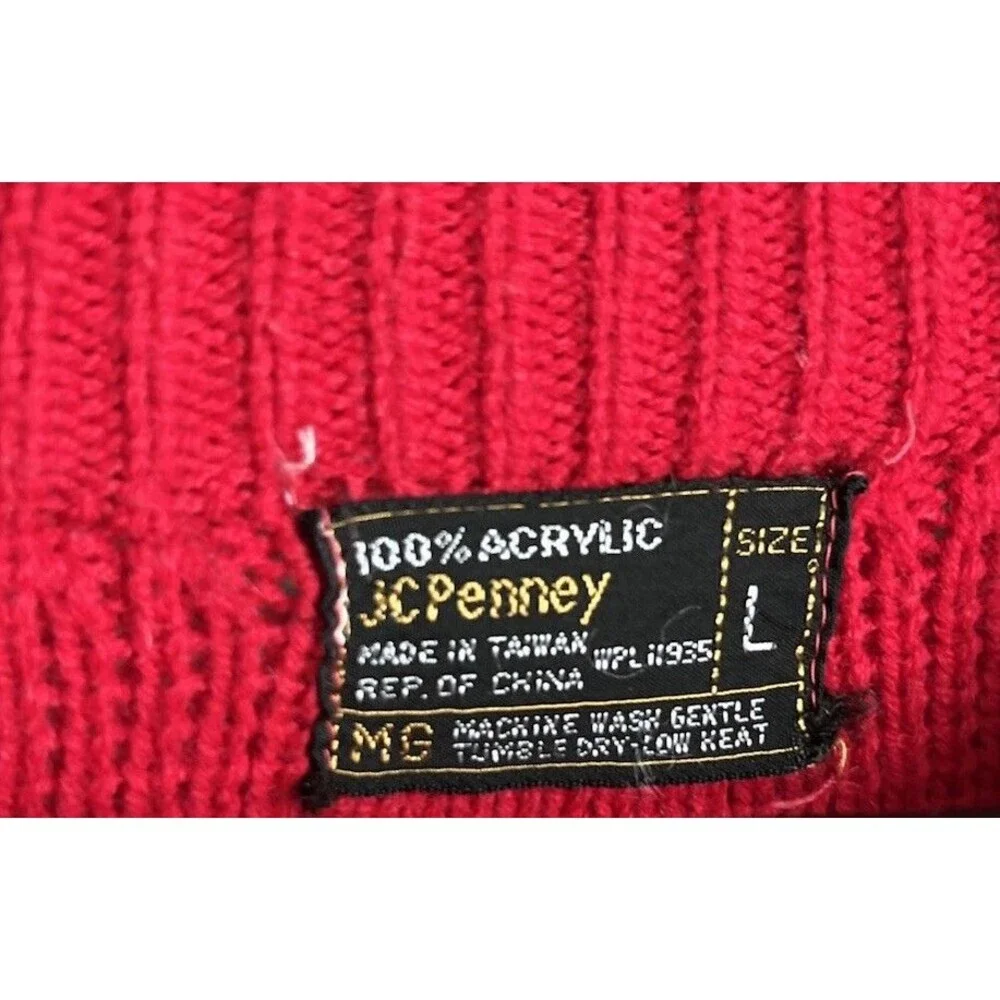 Vintage JCPenney Men's L Knit Acrylic Ski Sweater Mock Neck